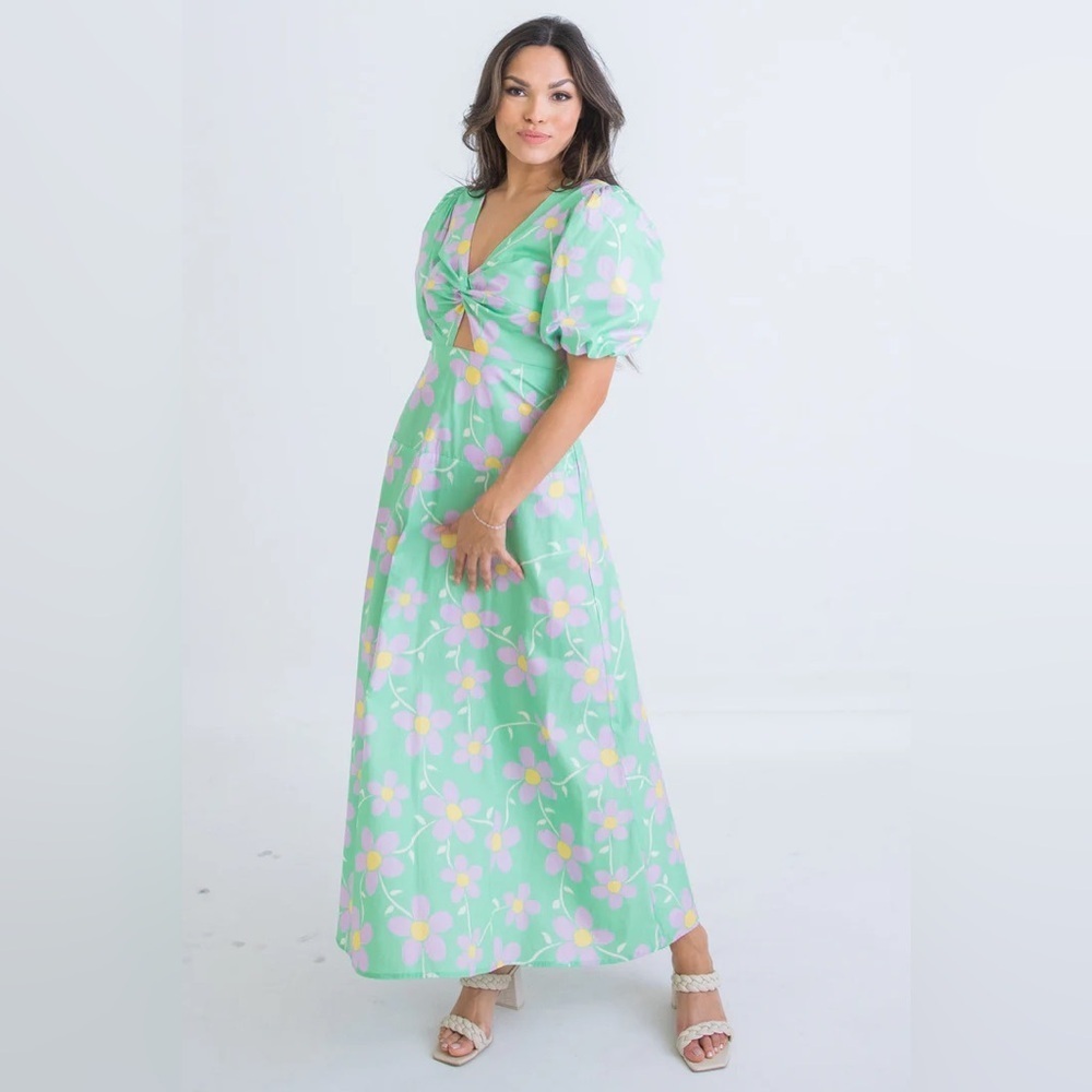 Karlie Pink and Green Floral Dress sz M